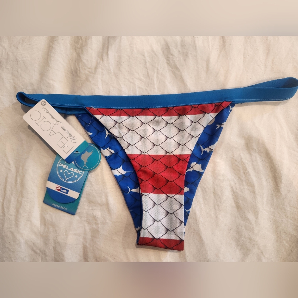 Pelagic reversible swim bottoms red white and blue sharks